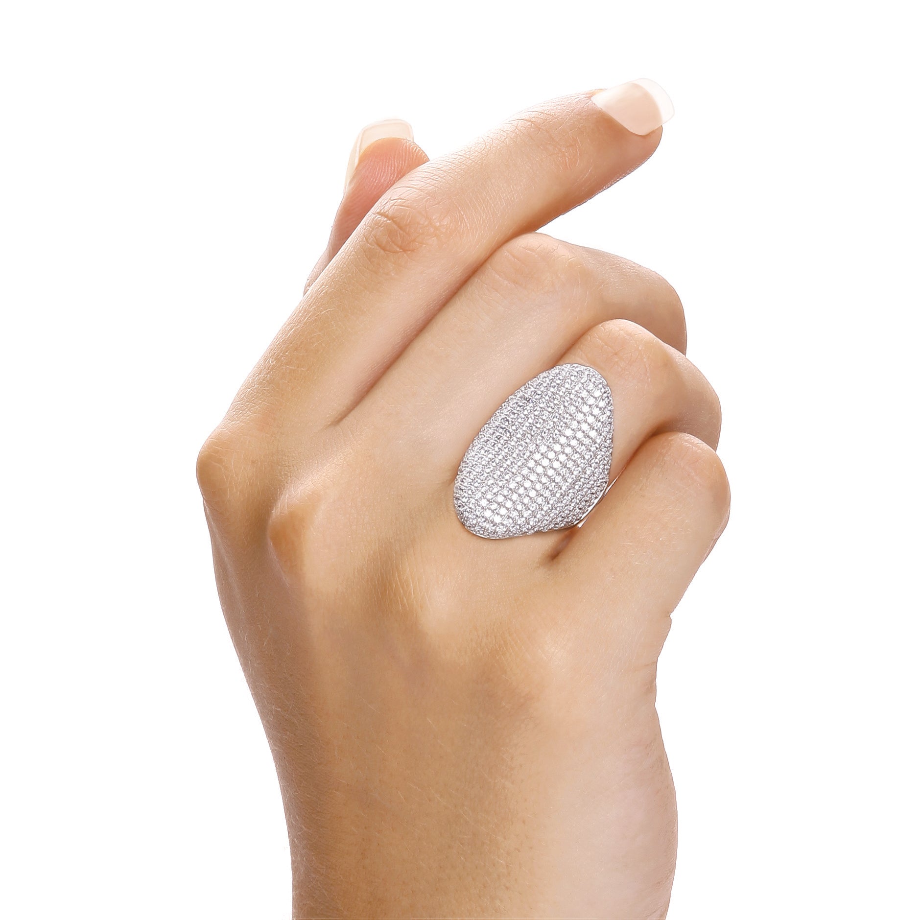 925 Sterling Silver Micro Pave' Long Finger Cz Ring J-Jaz