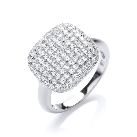 J-JAZ 925 Sterling Silver Micro Pave' Square Cz Ring
