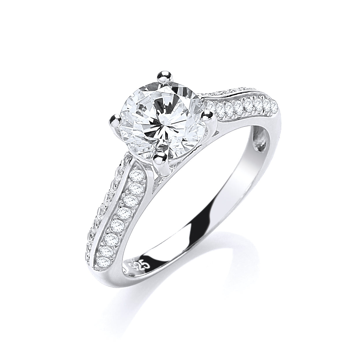 925 Sterling Silver Micro Pave' Solitaire Cz Ring J-Jaz