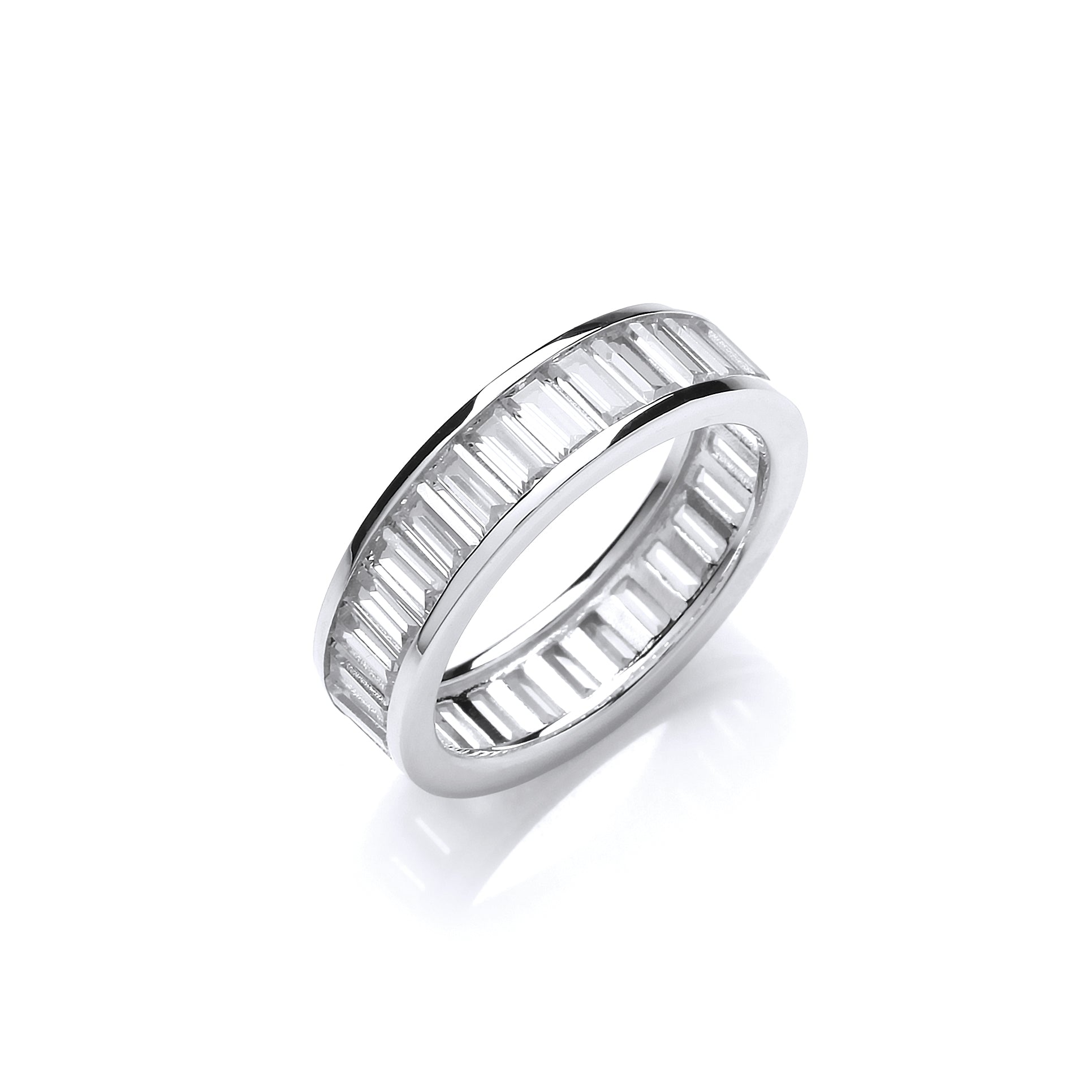 925 Sterling Silver Full Eternity Baguette Channel Set Cz Ring J-Jaz