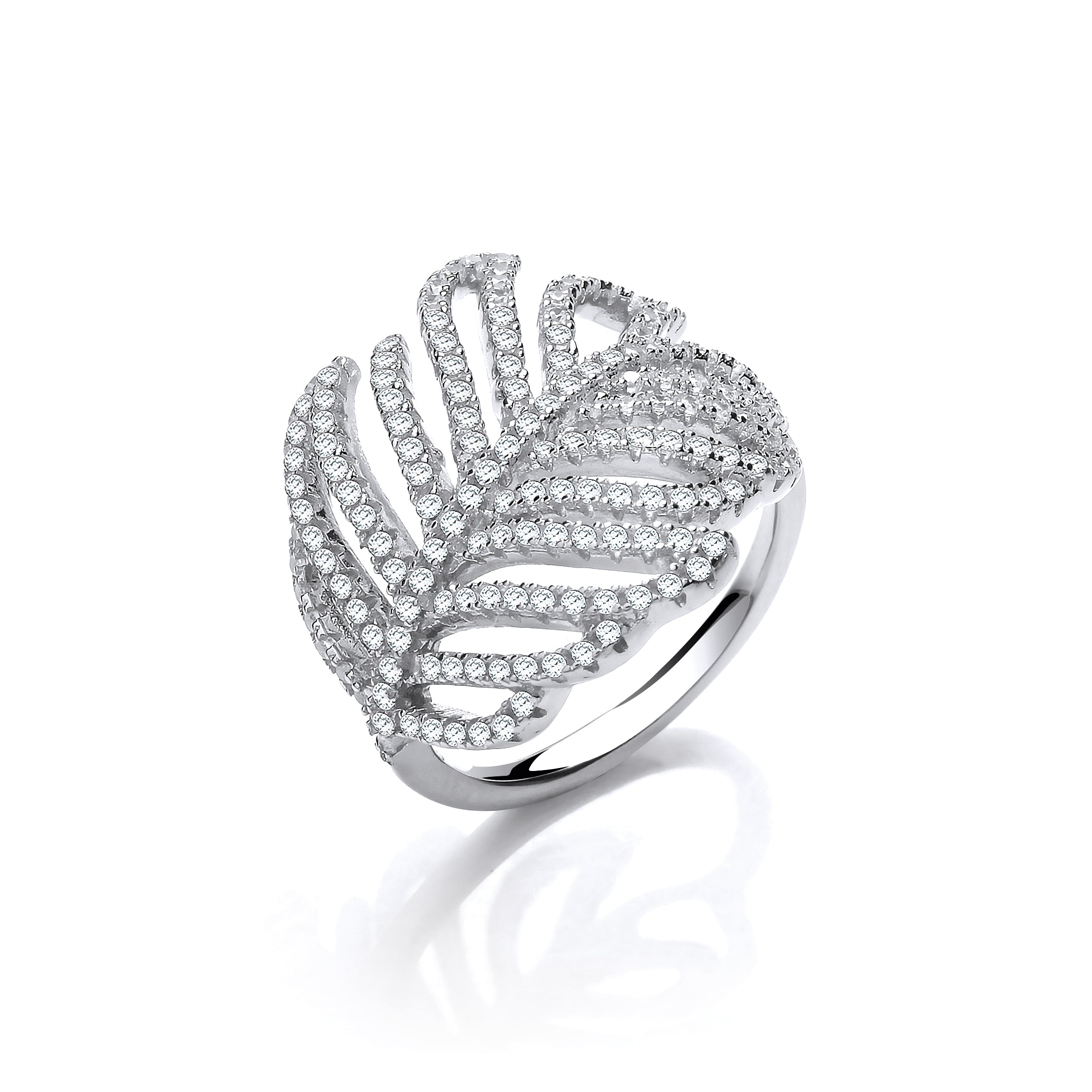 925 Sterling Silver Barley Leaf Style Cz Ring J-Jaz