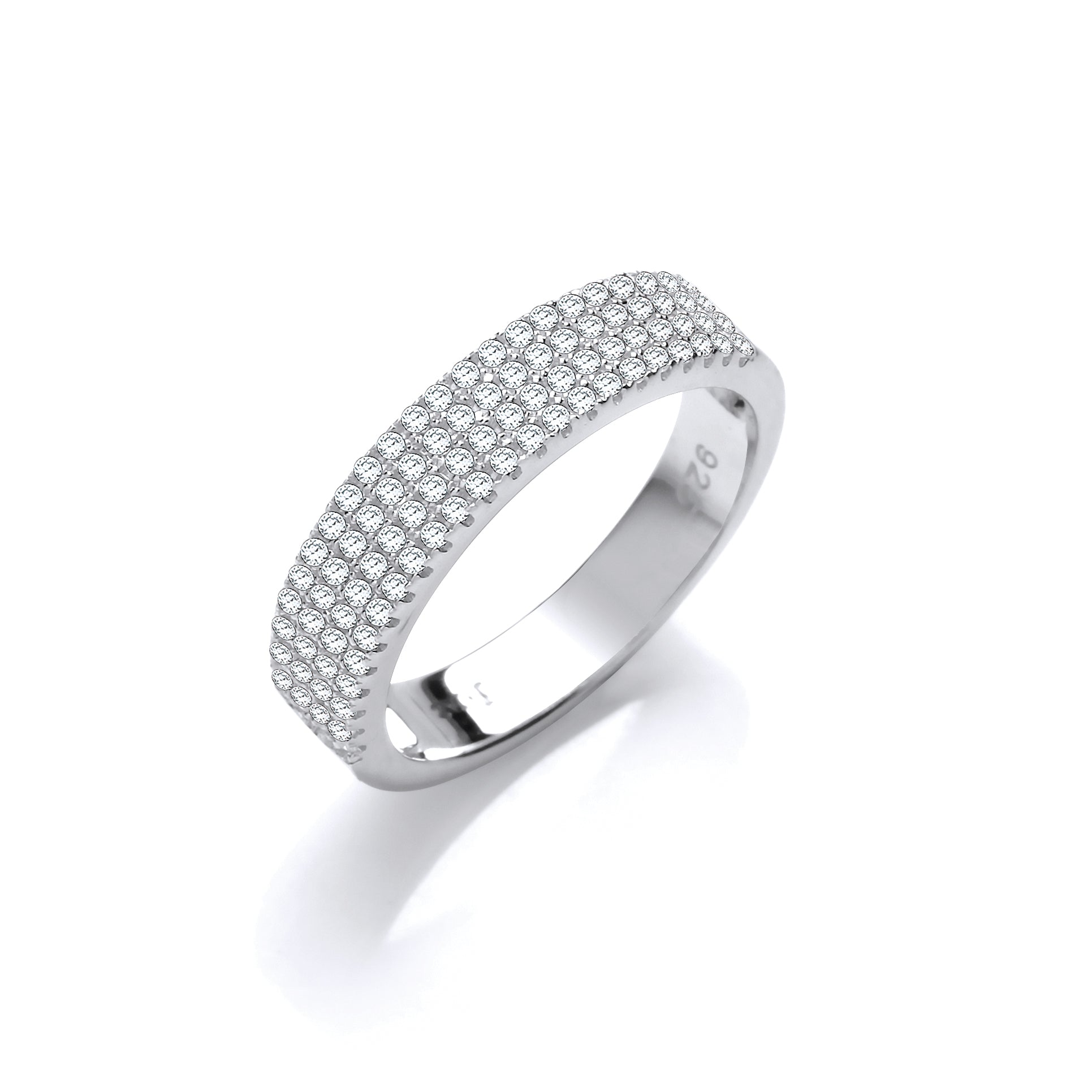 925 Sterling Silver Micro Pave' Half ET Cz Ring J-Jaz
