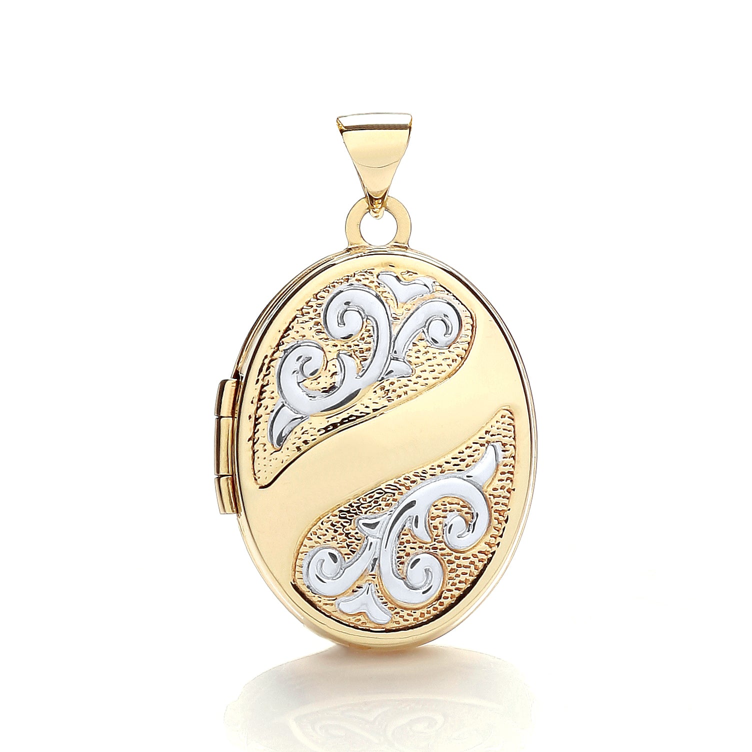 9ct White & Yellow Oval Shaped Locket