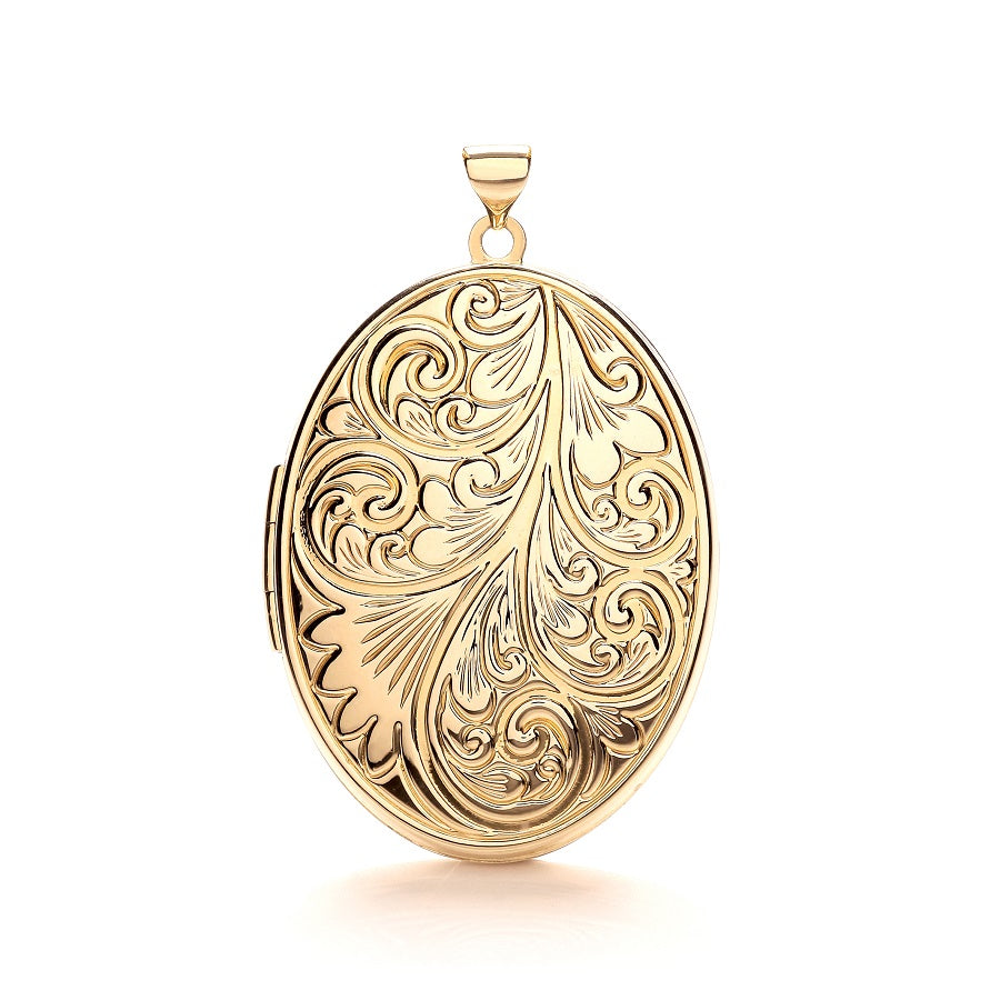 9ct Yellow Gold Oval Locket with design