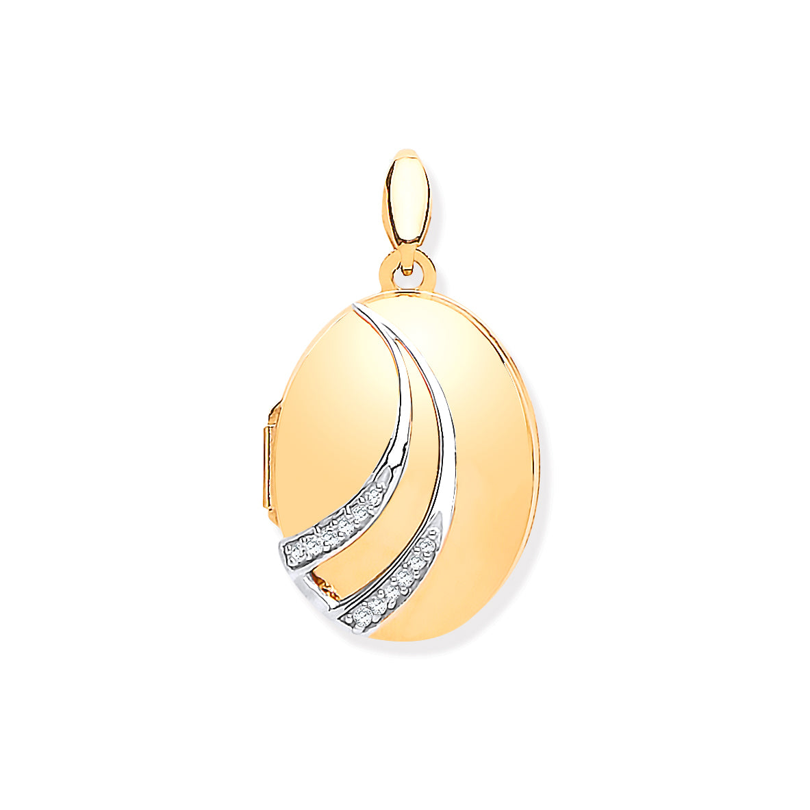 9ct Yellow Gold & Diamonds Oval Locket