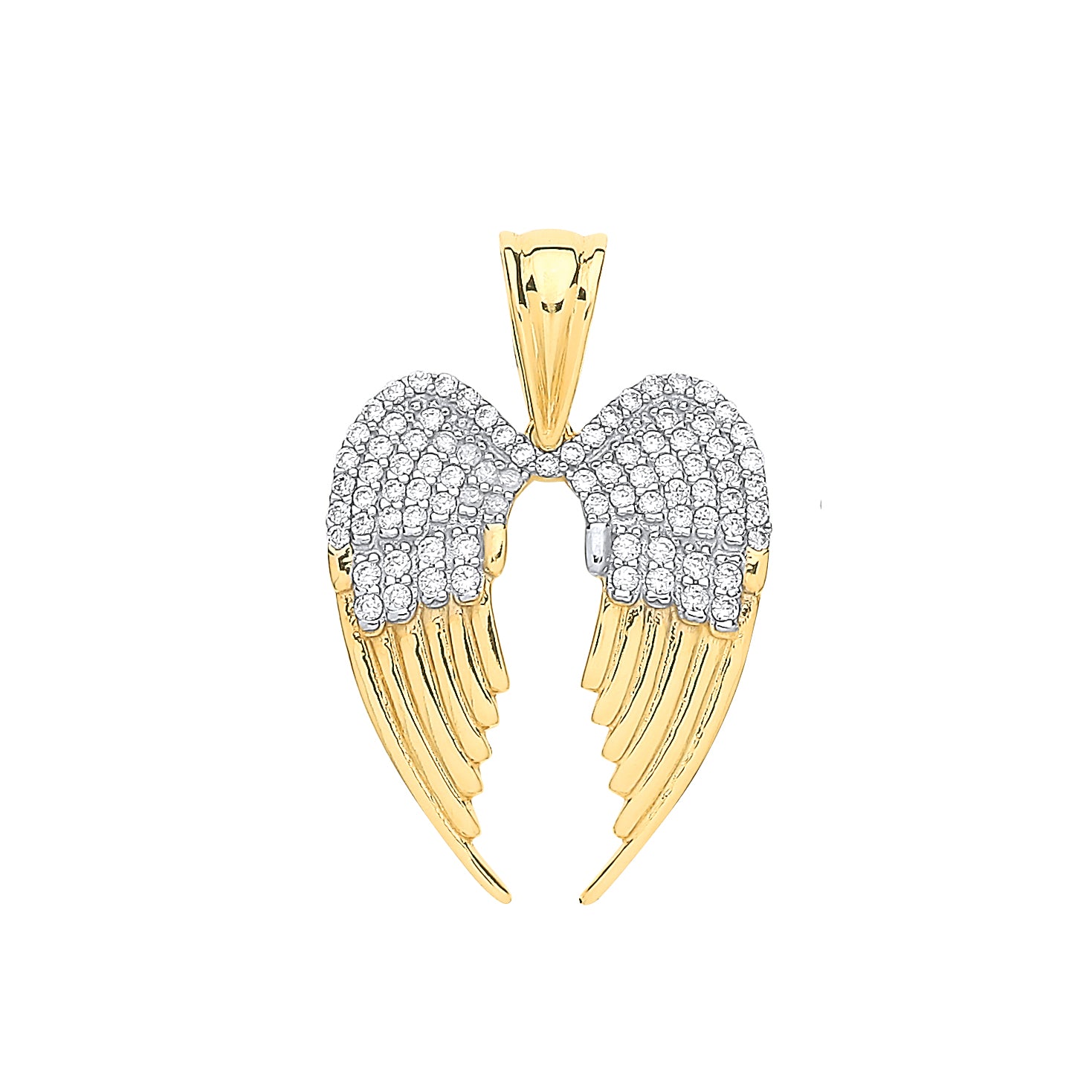 9ct Yellow Gold Cubic Zirconia Angel Wings Pendant