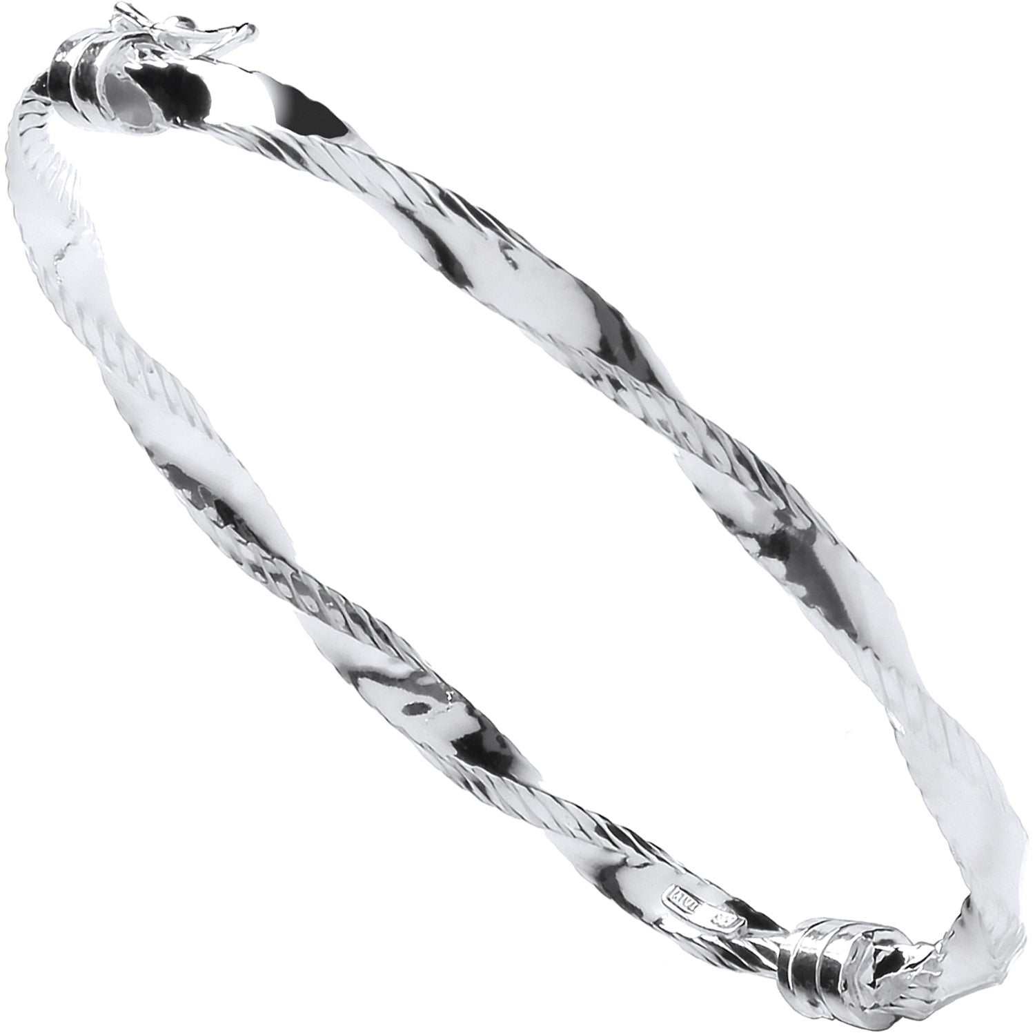 925 Sterling Silver Twisted Ribbed Edge Bangle