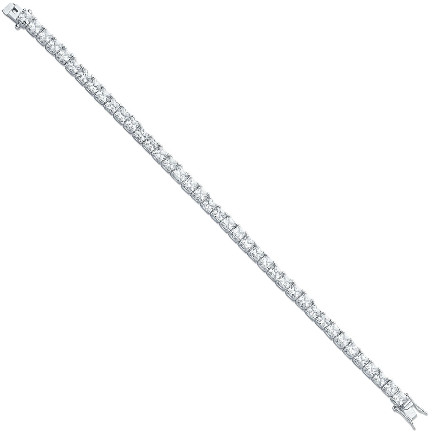 925 Sterling Silver Princess Cut 4.5mm Cz Tennis Bracelet