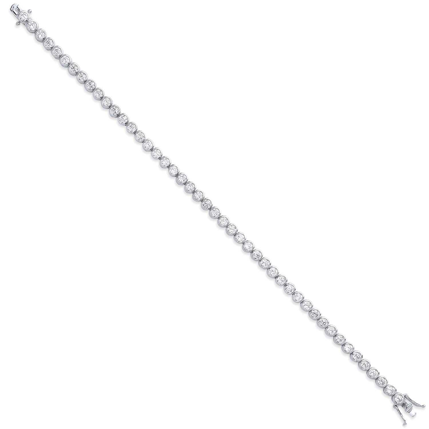 925 Sterling Silver Rubover 3.7mm Cz Tennis Bracelet