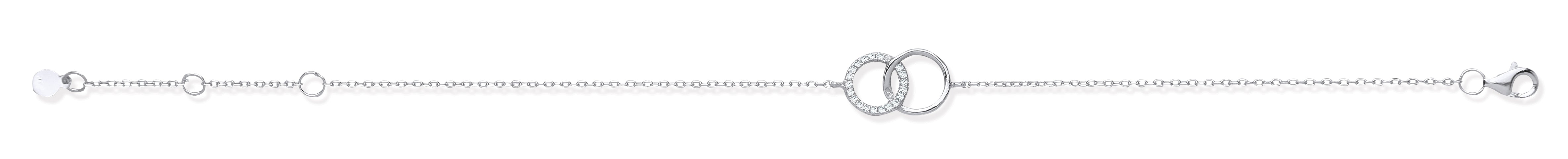 925 Sterling Silver Interlocking Circles Cubic Zirconia Necklace / Bracelet