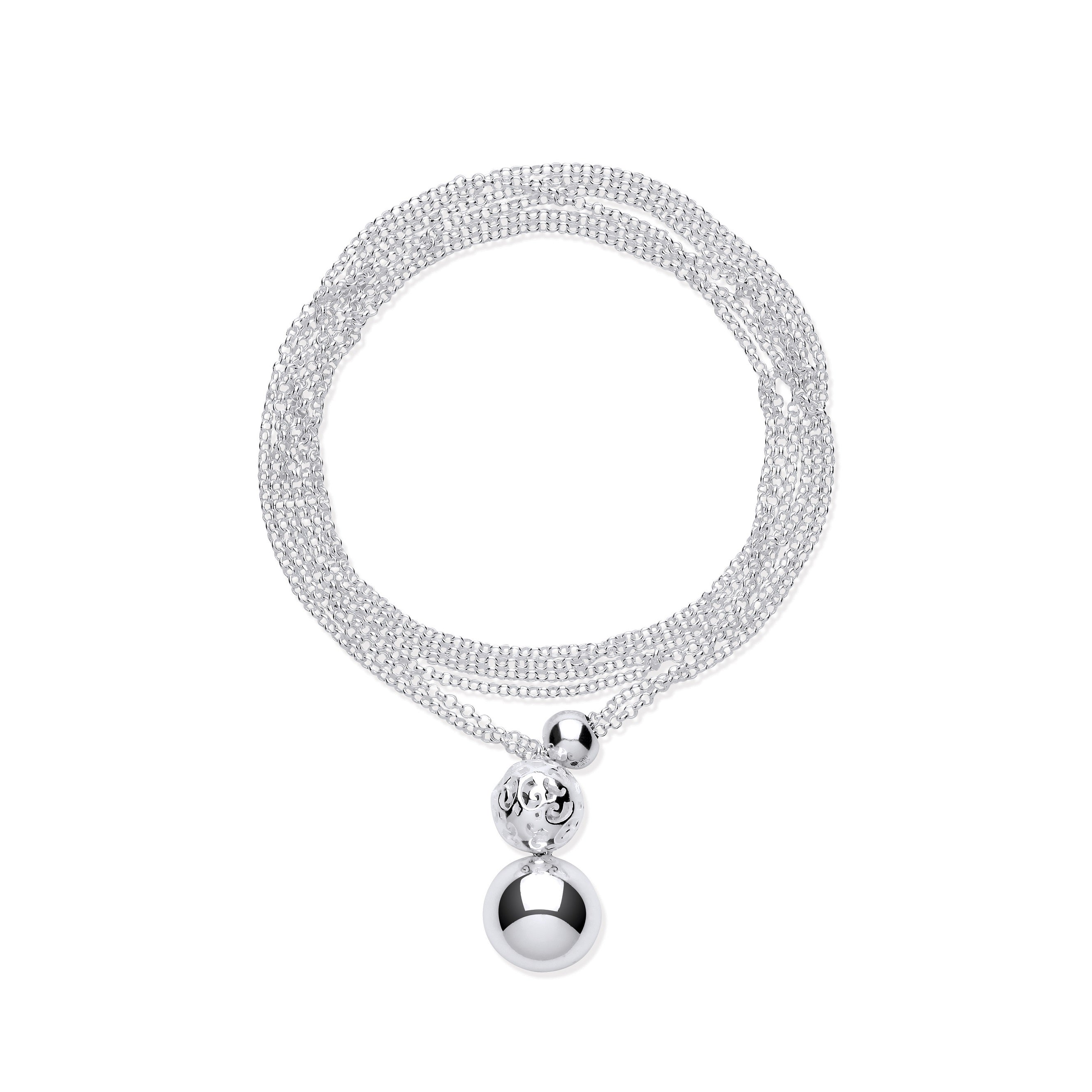 925 Sterling Silver Wrap-Around Adjustable 34" Necklace