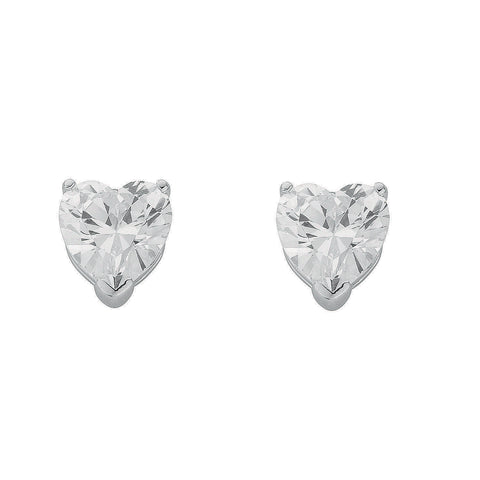 925 Sterling Silver Heart Cut Cz Stud Earrings