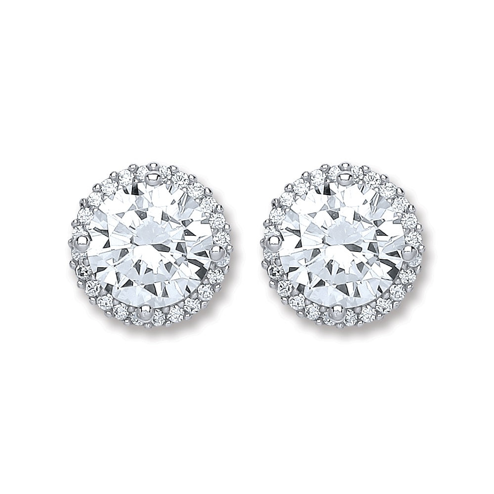 925 Sterling Silver 12mm Cubic Zirconia Round Stud Earrings