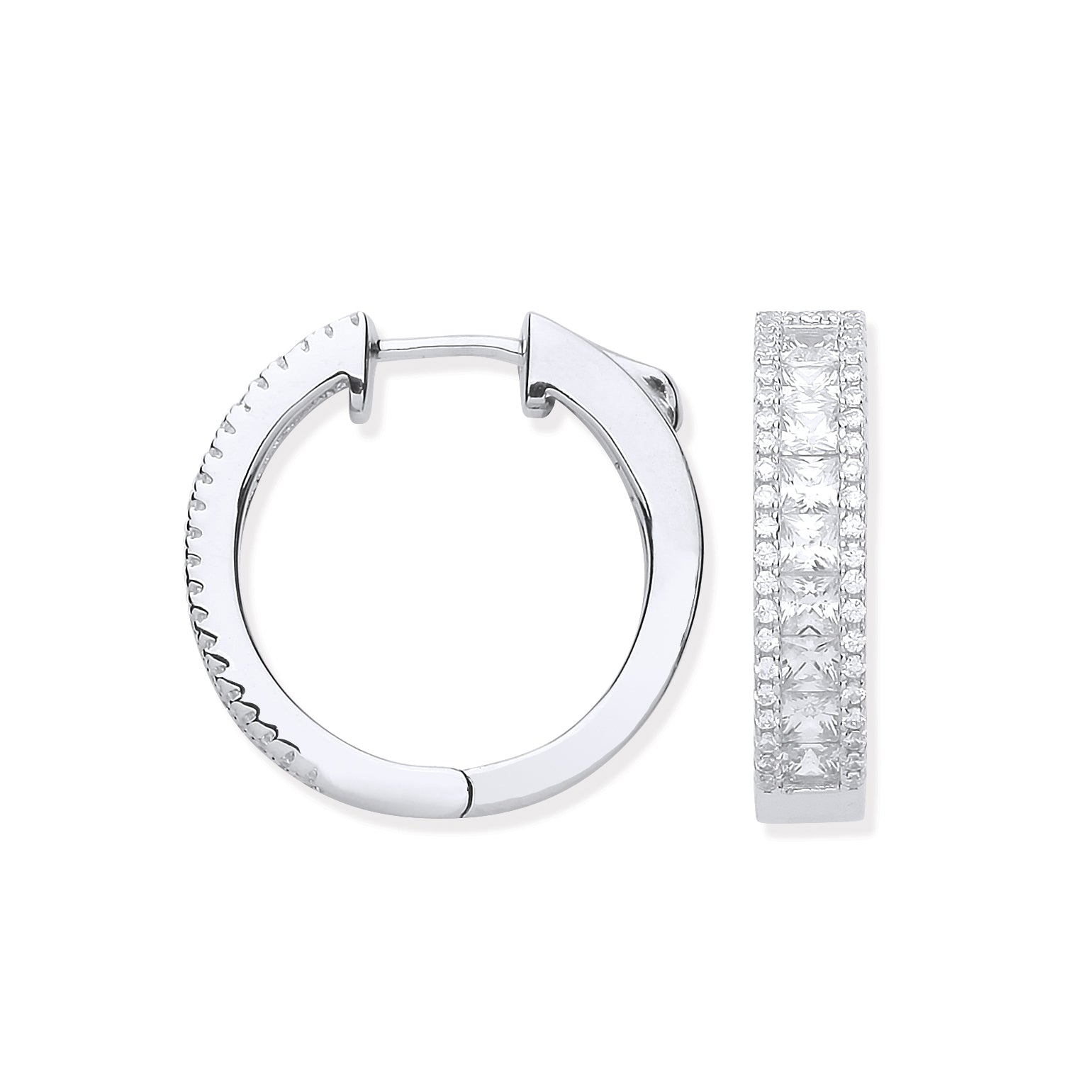 925 Sterling Silver 22mm Princess Cut Hoops
