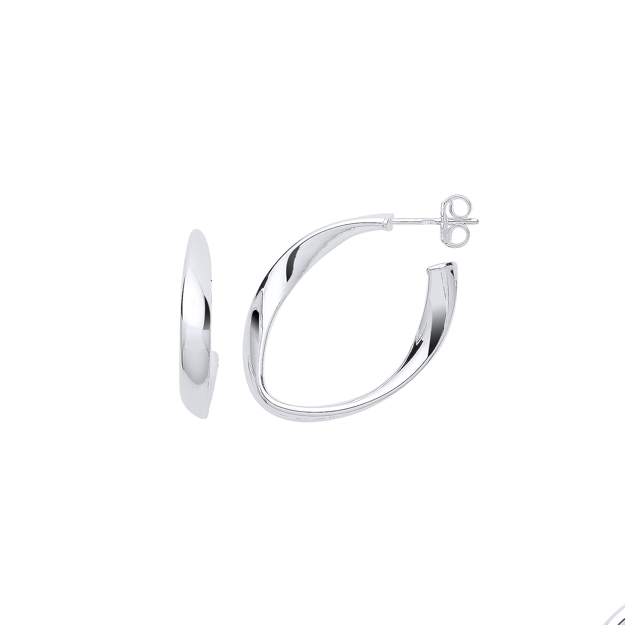 925 Sterling Silver Oval Twisted Hoop Earrings