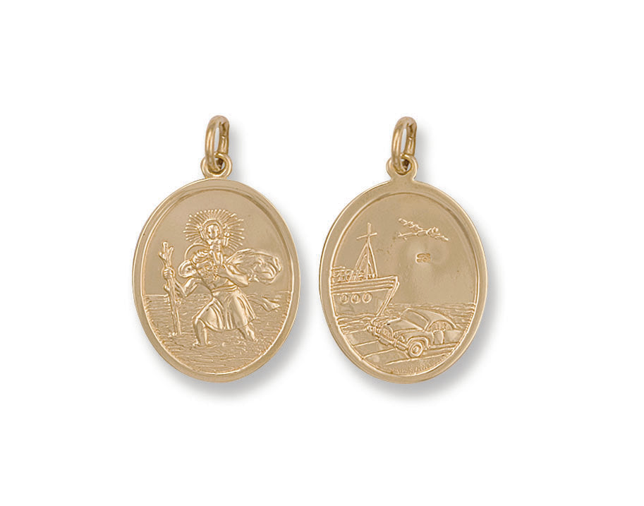 Ciondolo San Cristoforo In Oro Giallo 9 Carati Su Argento - Con Catena A Scelta 16, 18 O 20 Pollici Ciondolo San Cristoforo Oro 9 Carati - Foto 9