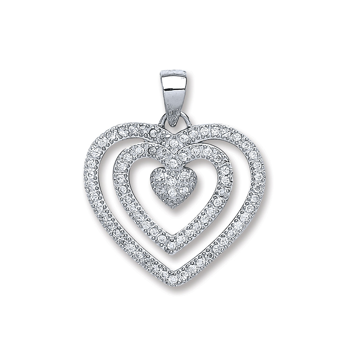 925 Sterling Silver Fancy Heart Cz Pendant with Chain