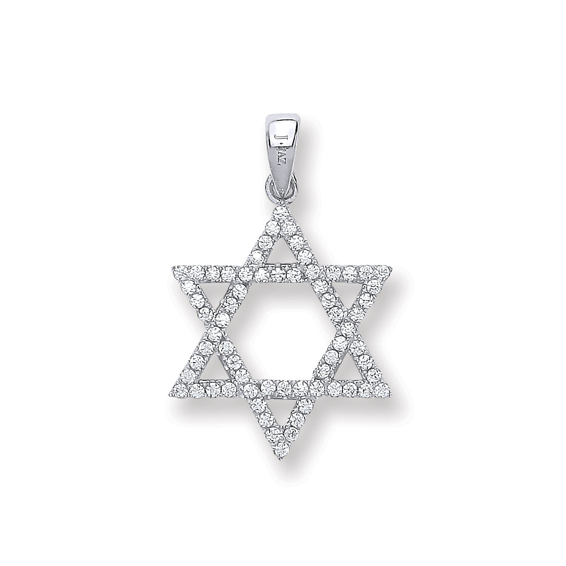 925 Sterling Silver Cz Star Of David Pendant with Chain