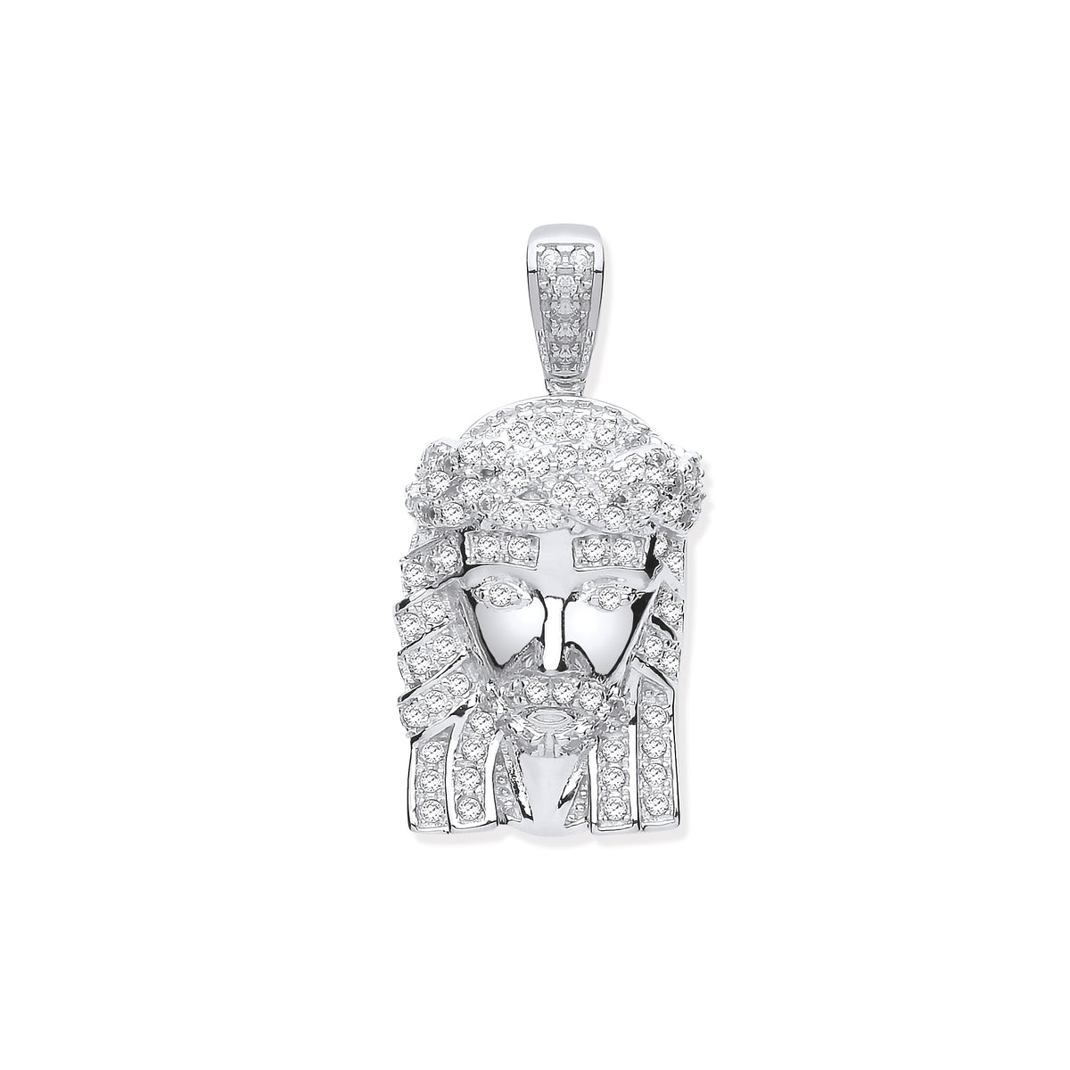 925 Sterling Silver Cz Jesus Pendant with Chain