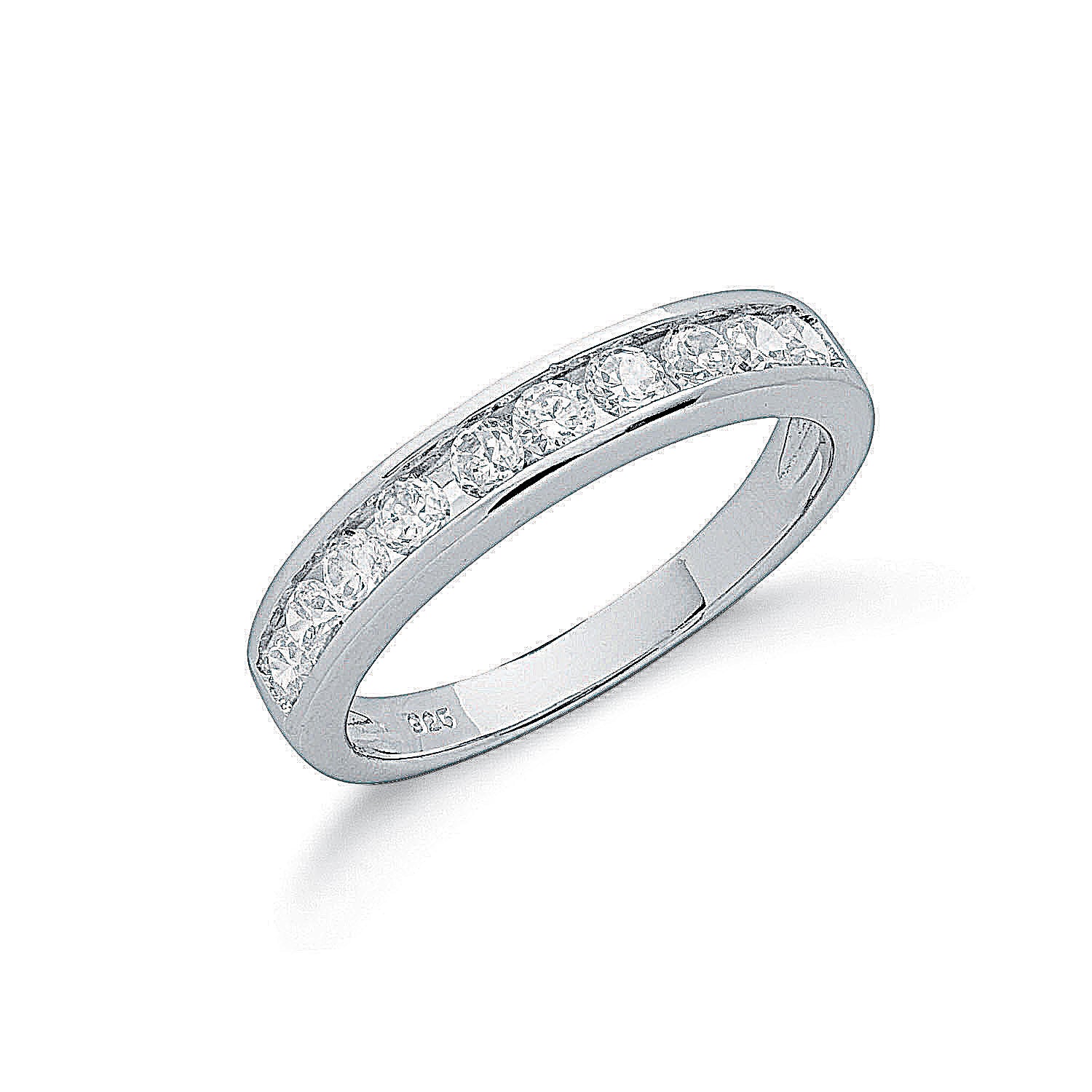 925 Sterling Silver Channel Set Cz Half Eternity Ring