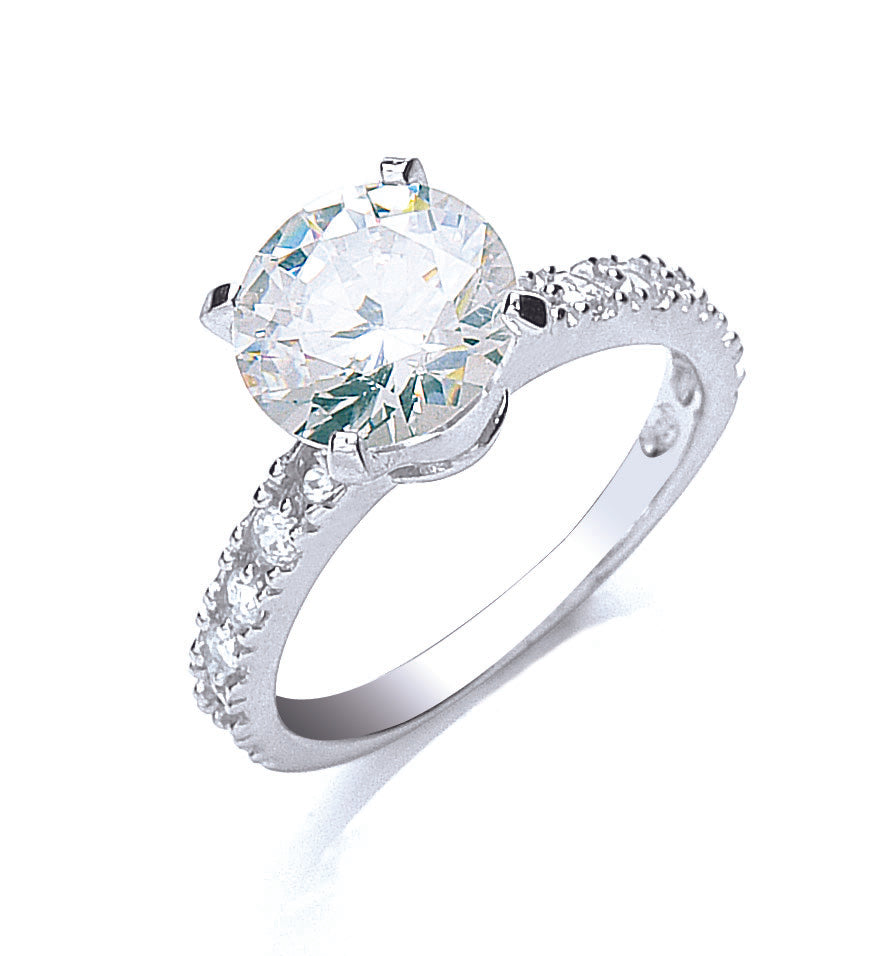 925 Sterling Silver Claw Set Cz Solitaire Ring