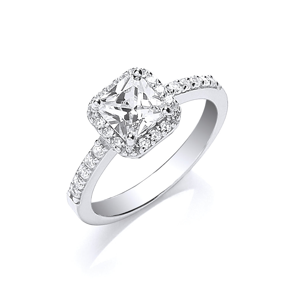 925 Sterling Silver Cushion Square Cz Ring