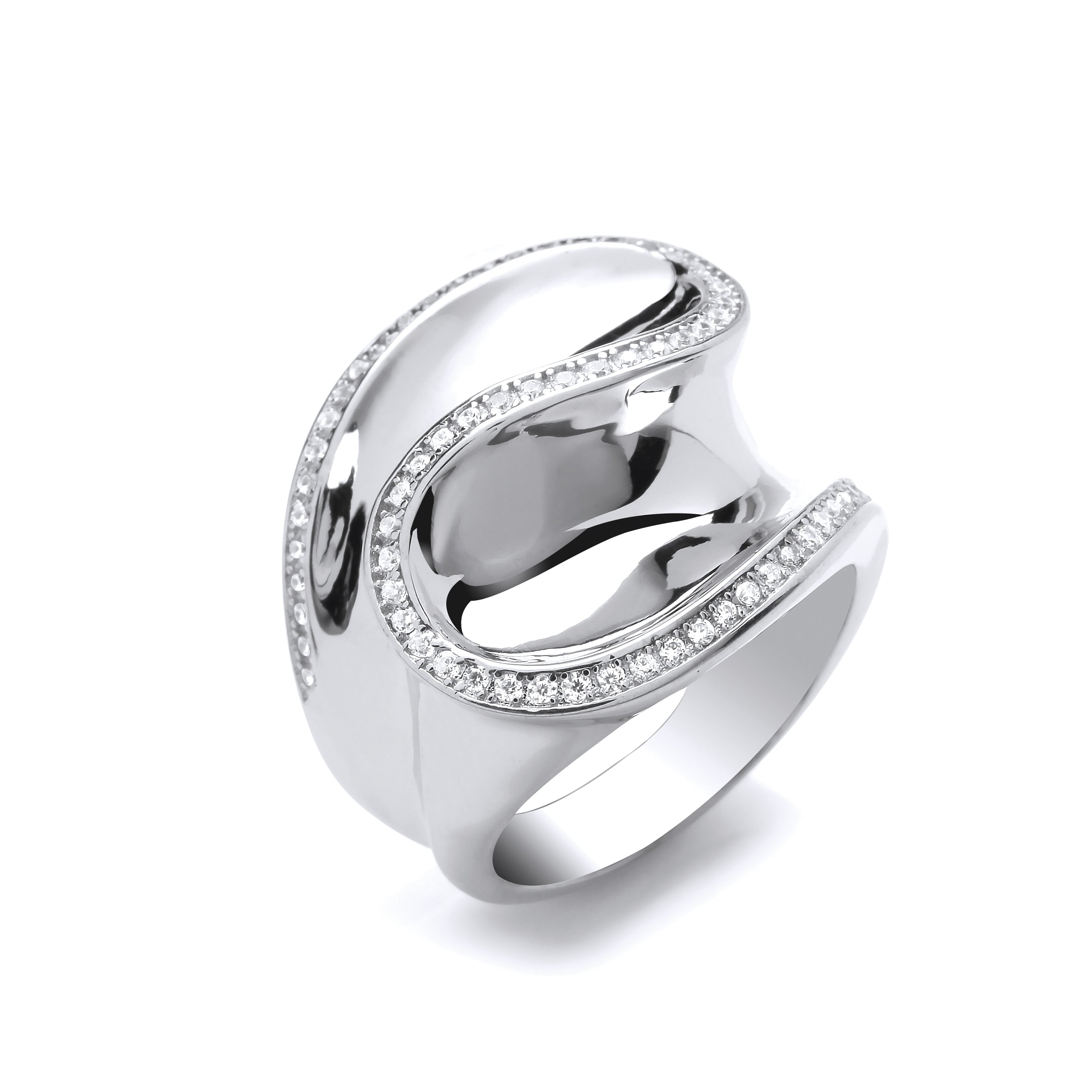 925 Sterling Fancy Cz Crossover Ring