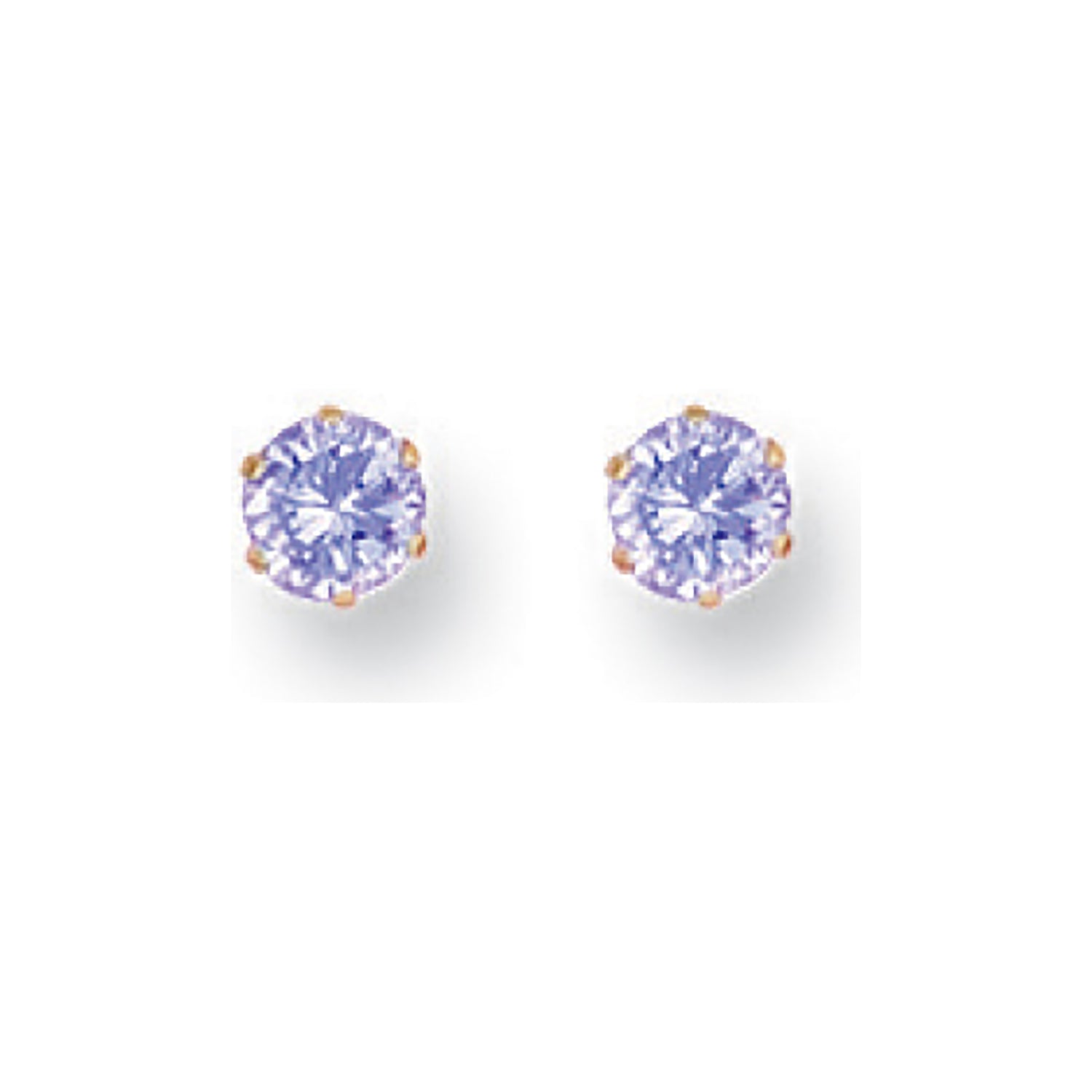 9ct Yellow Gold 4mm Claw Set Lavender Cubic Zirconia Studs