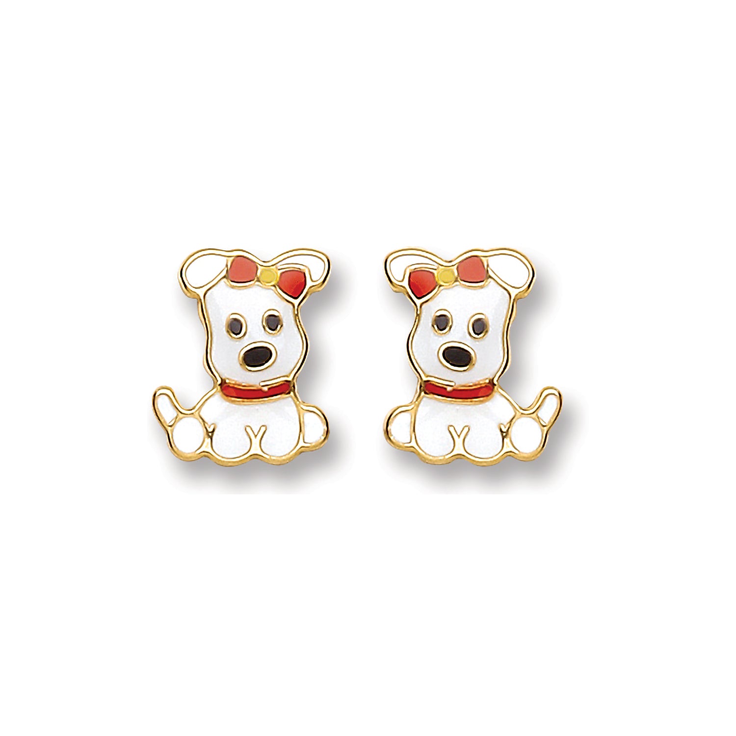 9ct Gold Enamelled Puppy Studs