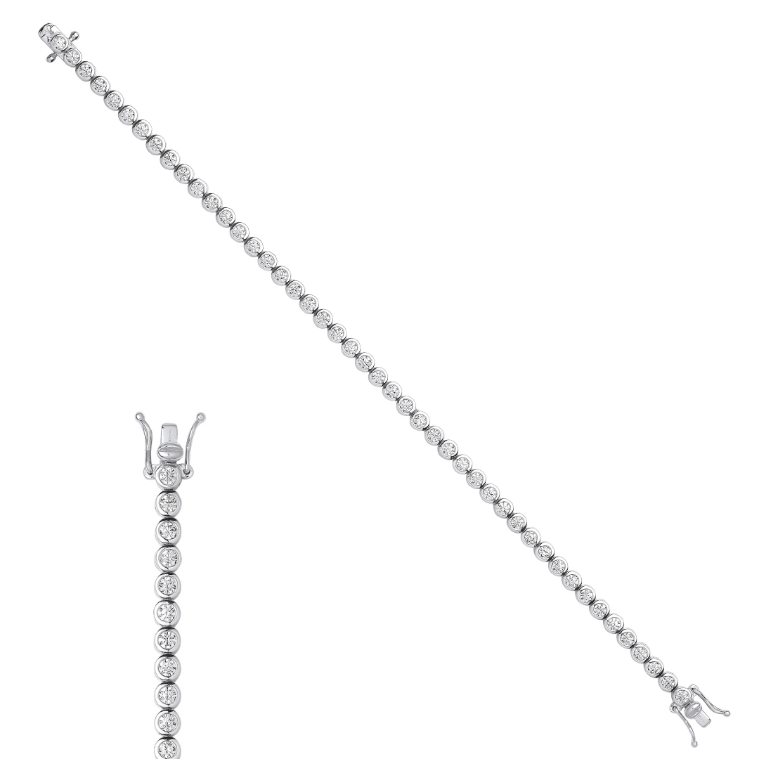 925 Sterling Silver Rubover CZ Tennis Bracelet