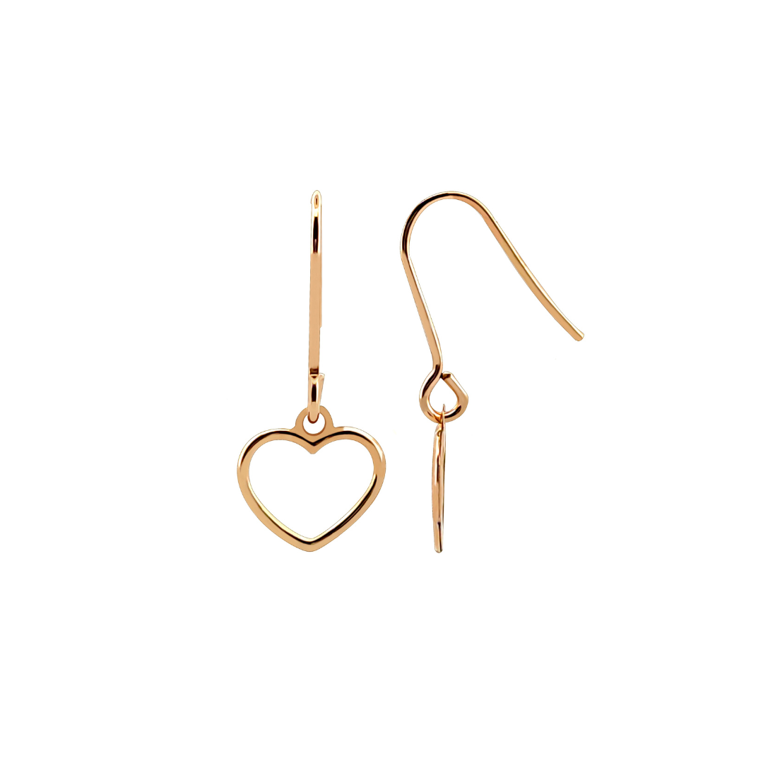 9ct Yellow Gold Heart Drop Studs