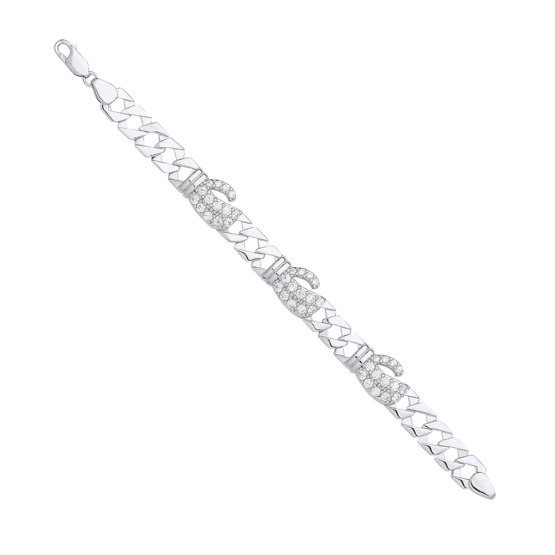 925 Sterling Silver CZ Boxing Gloves Childs 6" Bracelet