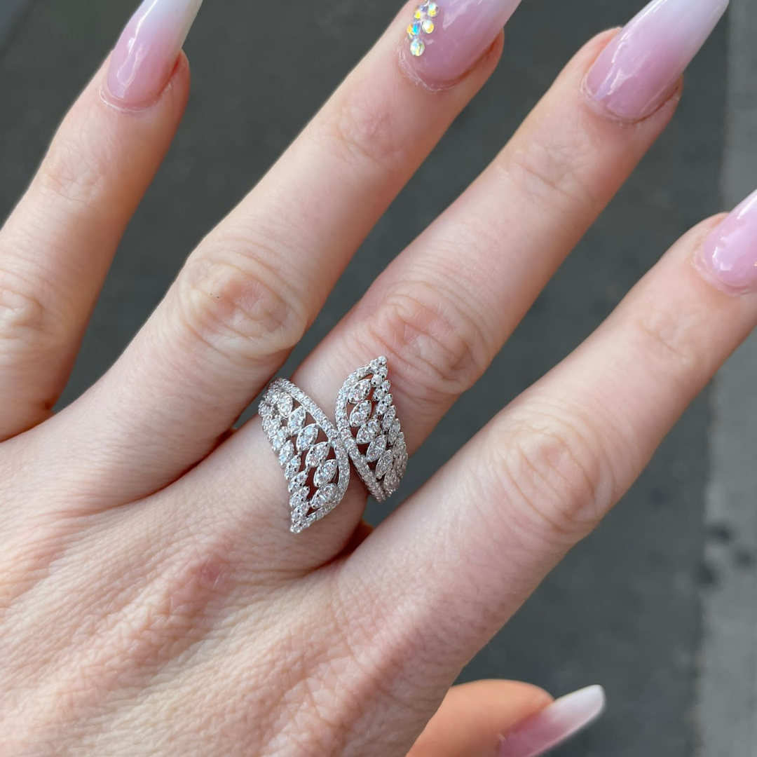 925 Sterling Silver Cz Fancy Crossover Ring