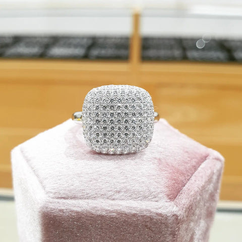 J-JAZ 925 Sterling Silver Micro Pave' Square Cz Ring