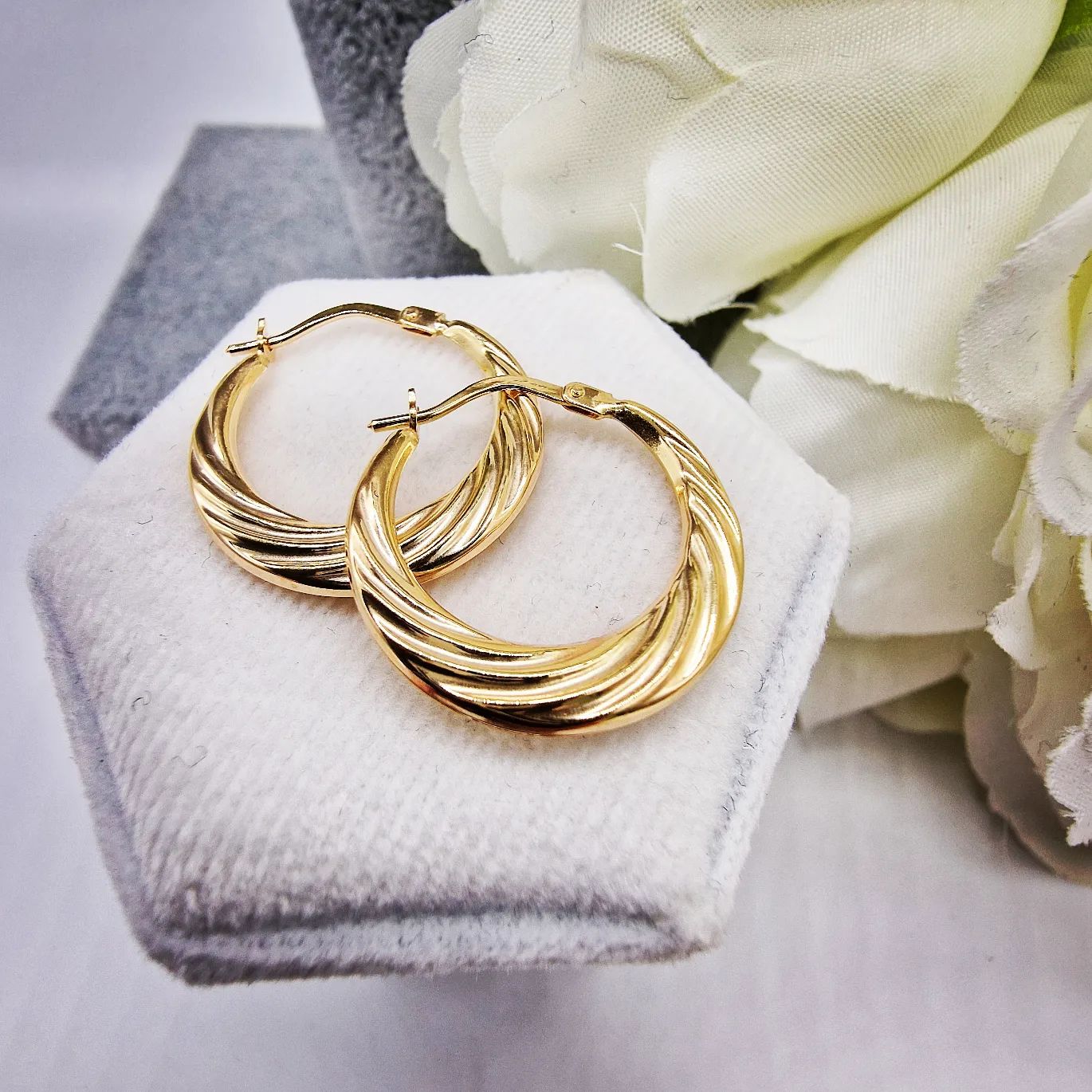 9ct Yellow Gold 21mm Fancy Creoles