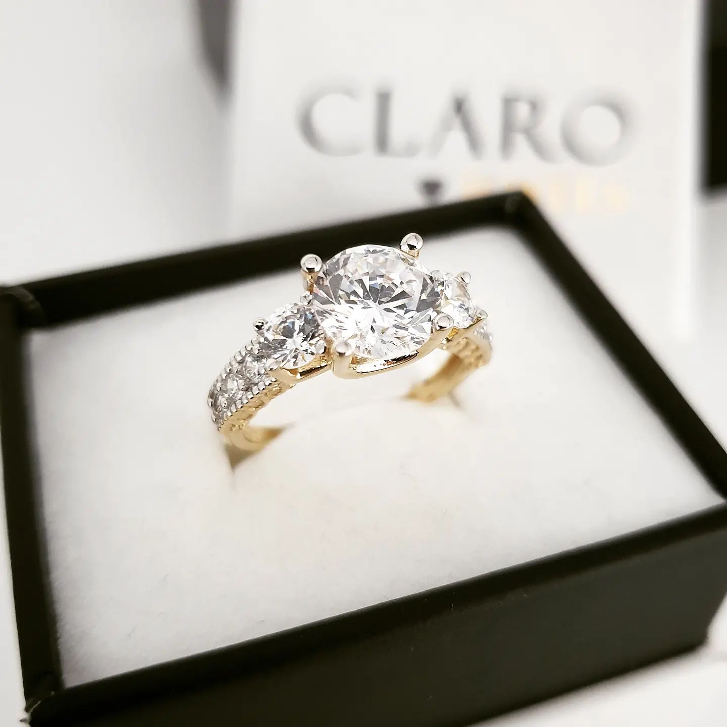 9ct Yellow Gold Cubic Zirconia Trilogy Ring