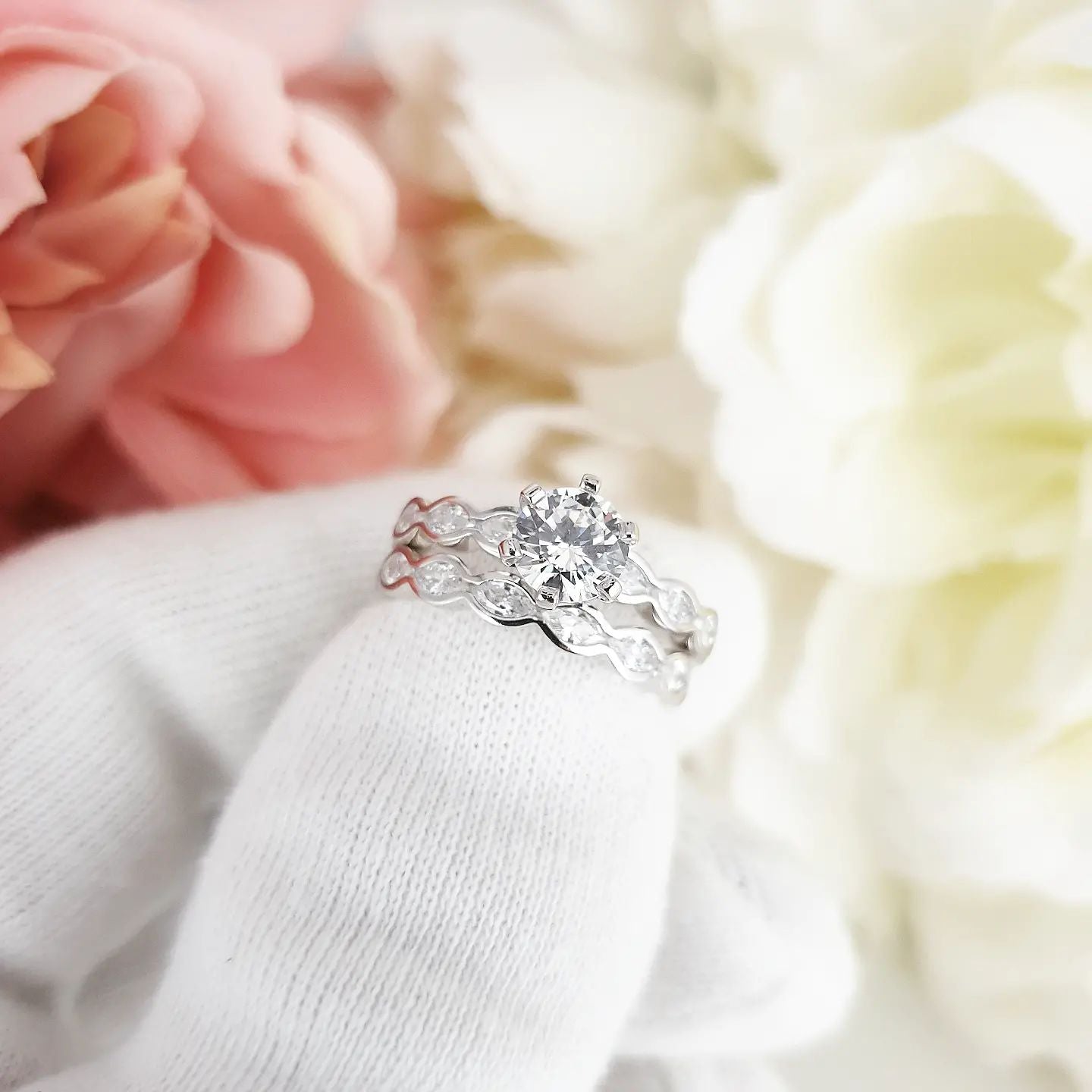925 Sterling Silver Fancy Cz Vintage Ring Set
