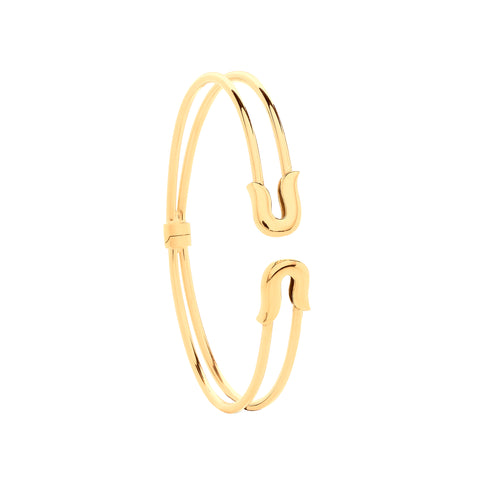9ct Yellow Gold Safety Pin Style Ladies Bangle