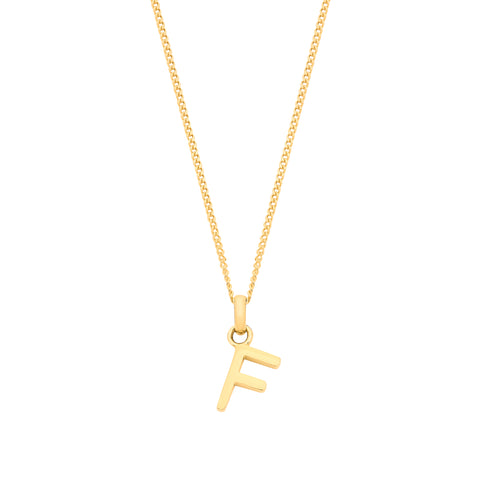 9ct Yellow Gold Plain INITIAL on 18" 9ct Yellow Gold Curb Chain