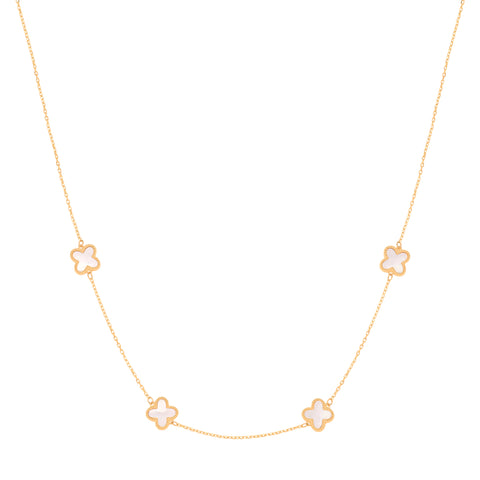 9ct Yellow Gold Four Leaf Clover 18"Necklace/07" Bracelet