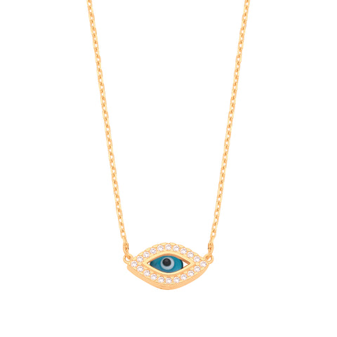 9ct Yellow Gold Evil Eye 17" Necklace