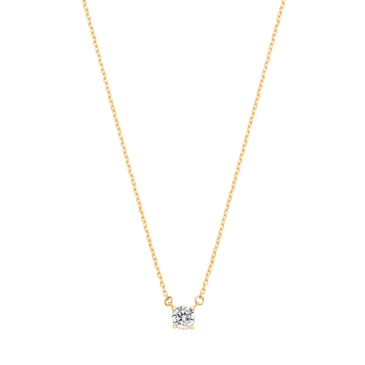 9ct Yellow Gold Single Cubic Zirconia Pendant on 18" Chain