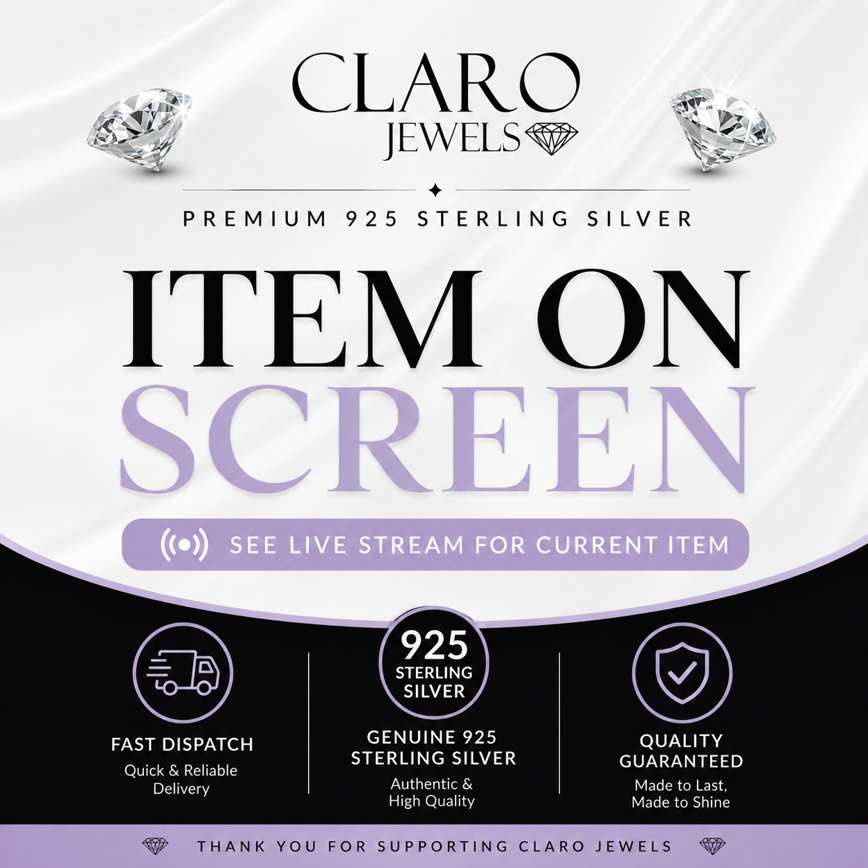 Premium 925 Sterling Silver Jewellery - Item On Screen