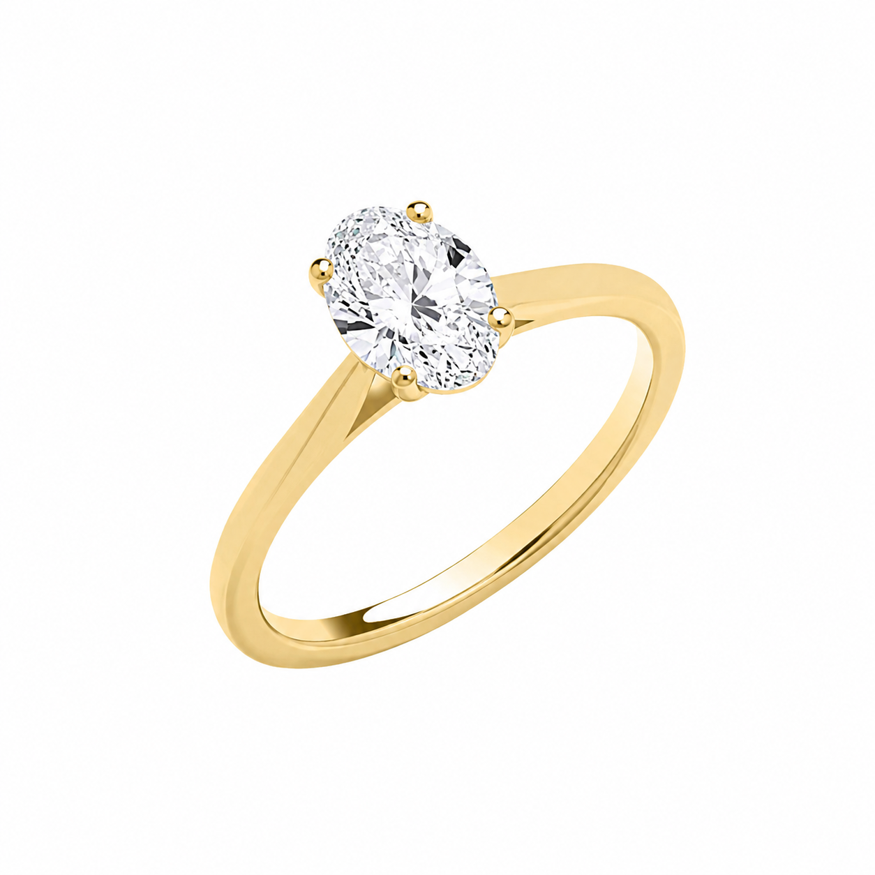 9ct Yellow Gold 1.00ct Oval Cut Lab Grown Diamond Ring IGI Certified