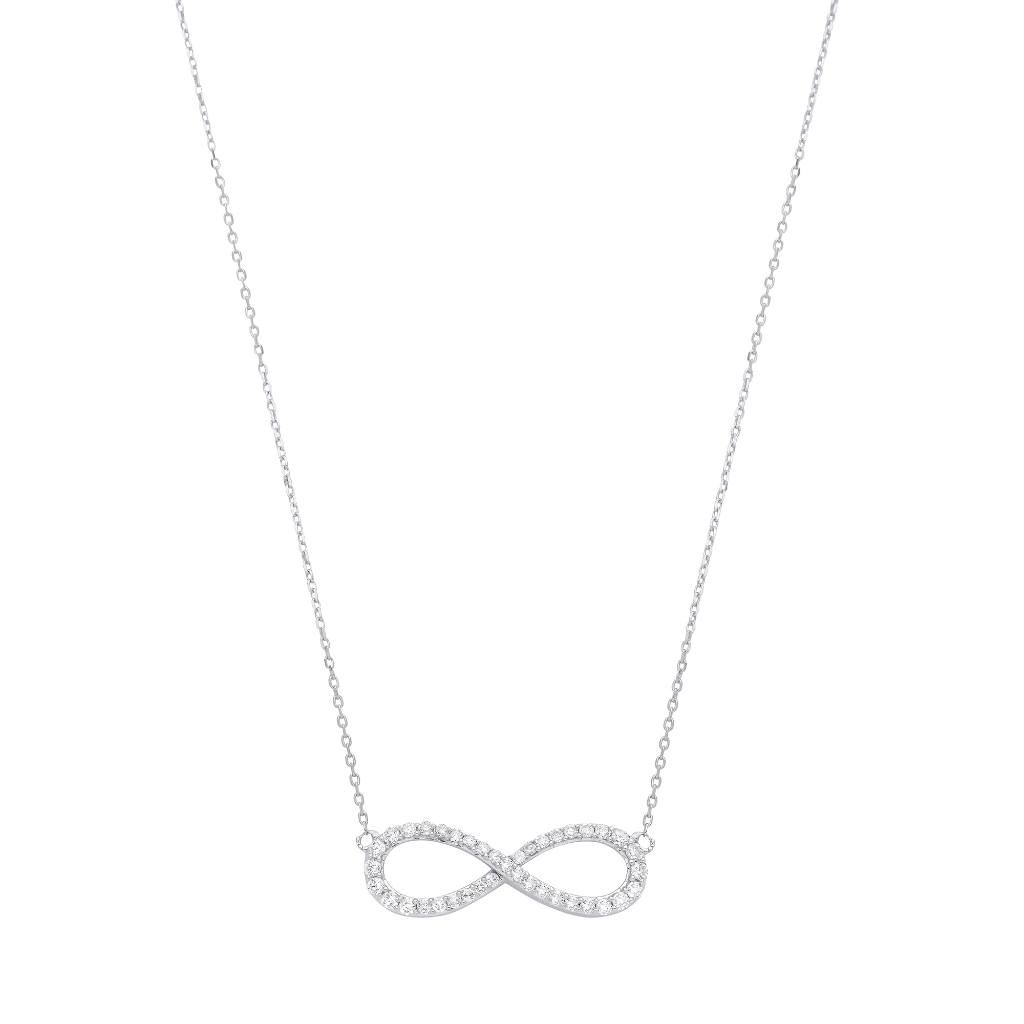 9ct White gold 0.47ct Diamond Infinity Pendant Chain
