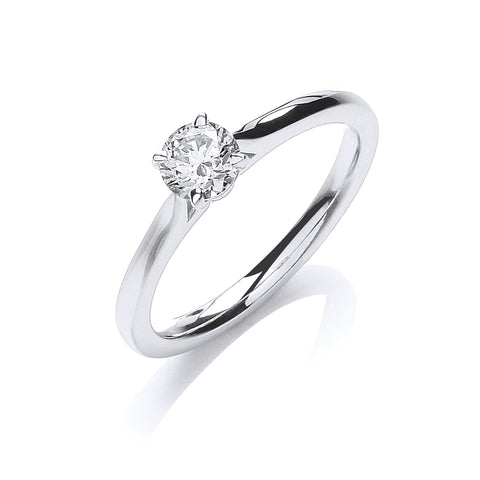 18ct White Gold 0.40ct Certificated Solitaire Ring SIZE M