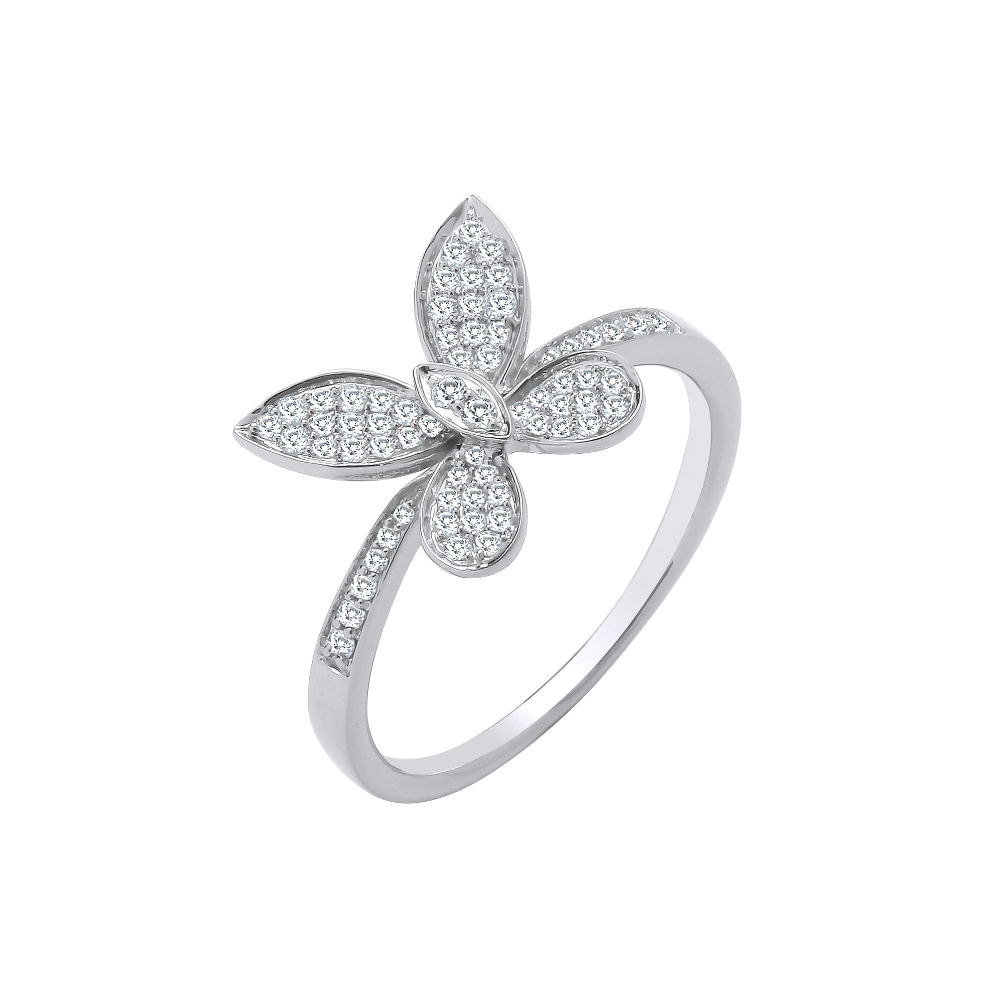 9ct White Gold 0.27ct Butterfly Diamond Ring