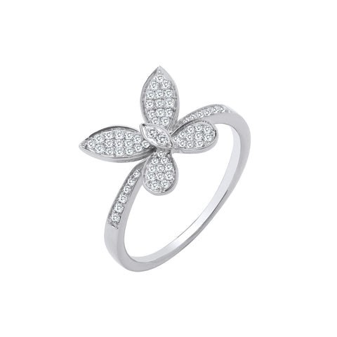 9ct White Gold 0.27ct Butterfly Ring