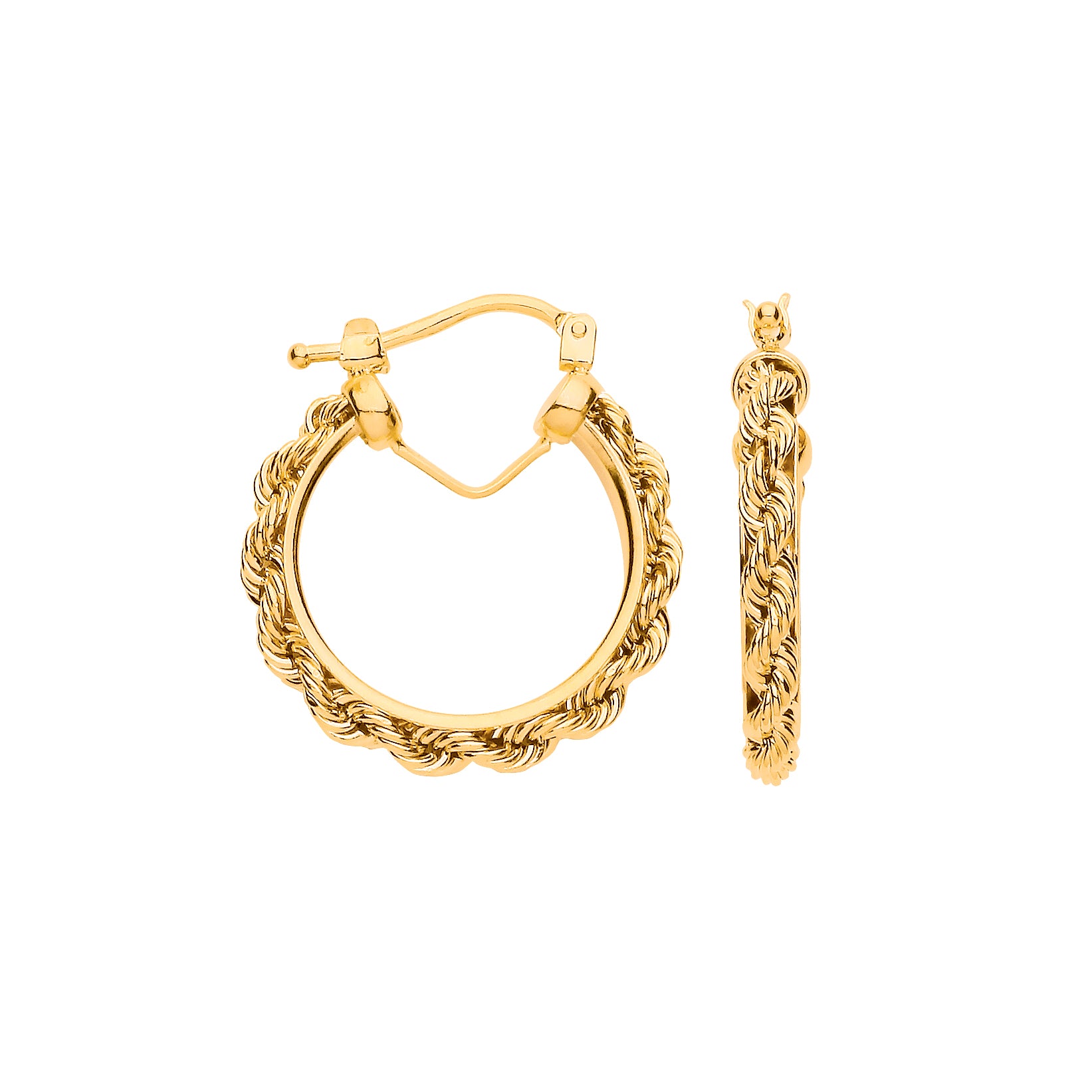 Gold Rope Hoop Earring 9ct Yellow Gold Rope Chain Hoop Earrings – Claro Jewels