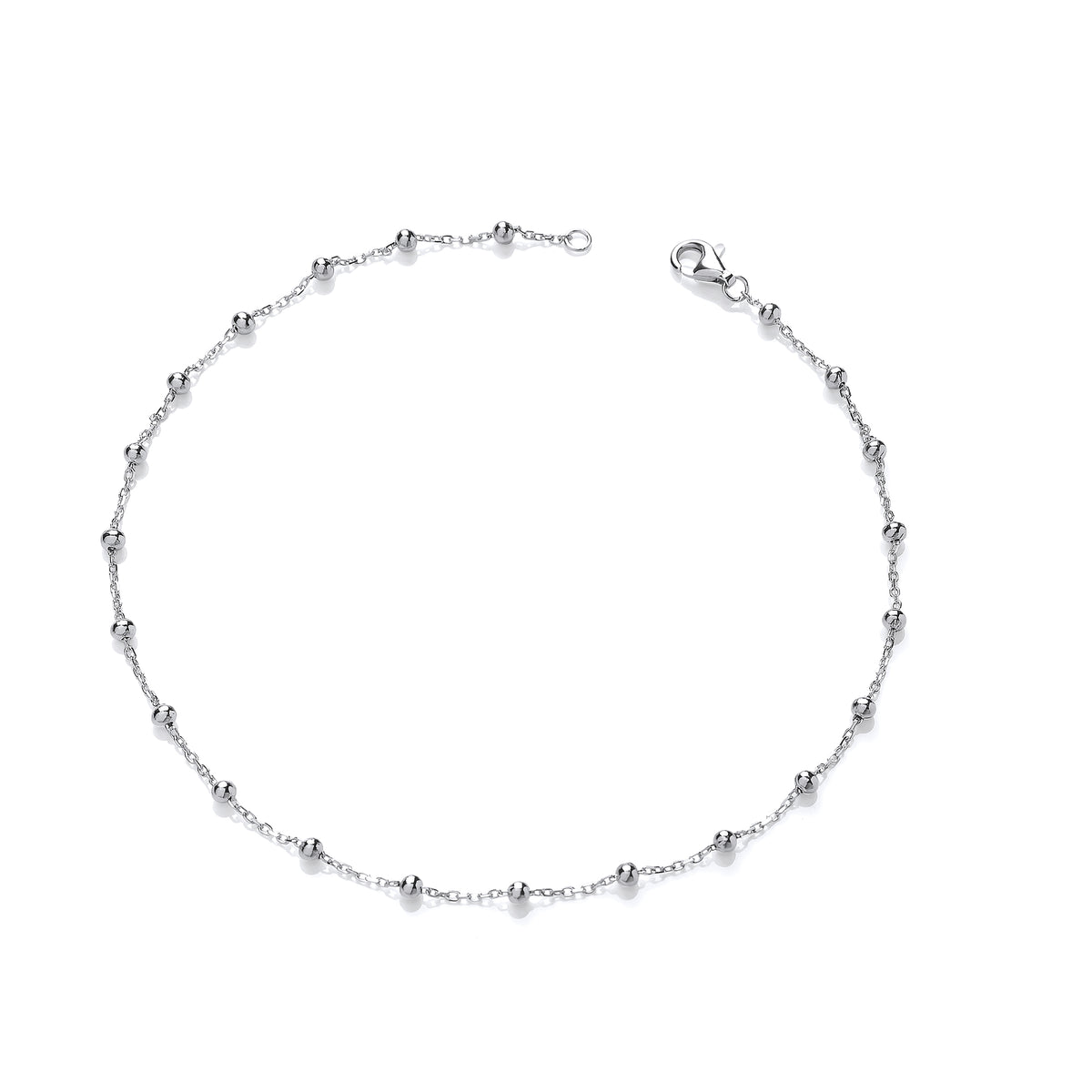 925 Sterling Silver Beaded Ladies Anklet